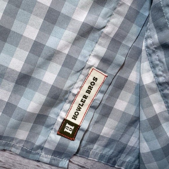 Howler Bros Men's XL Pearl Snap‎ Blue Plaid Long Sleeve Shirt Vented Fishing - Picture 6 of 9